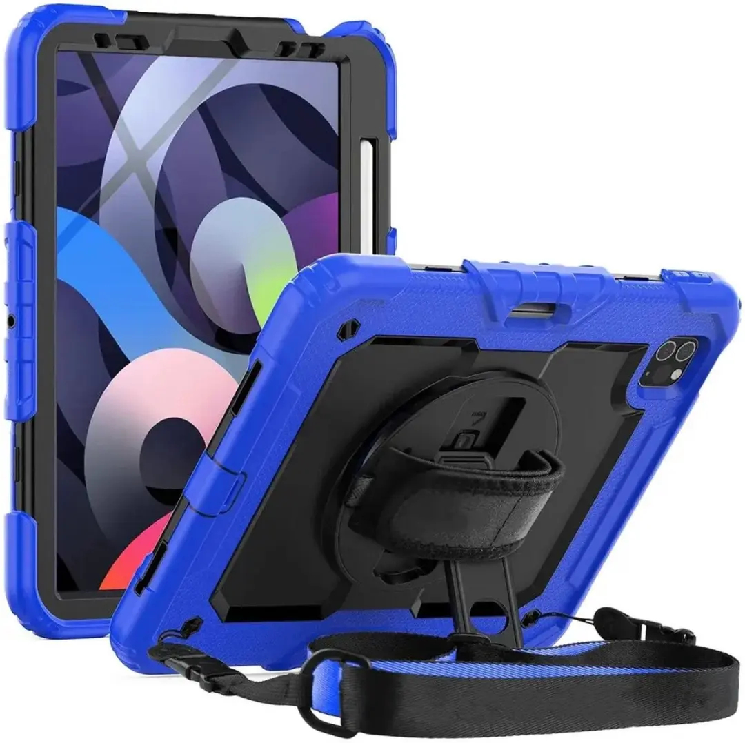 Selected Hoes iPad Air 10.9 Blauw - met Screenprotector & 360° Handriem