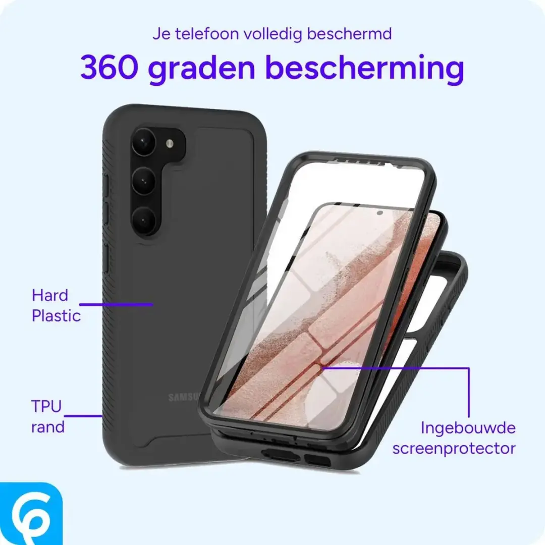 Selected Hoesje Samsung Galaxy S23 Full Protect - Zwart/Transparant