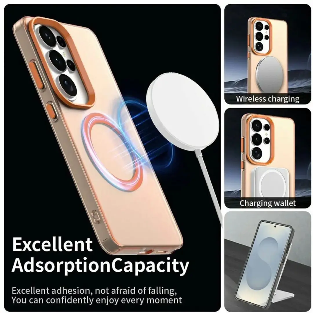 Selected MagSafe Backcover Samsung Galaxy S26 Ultra - Oranje & Transparant