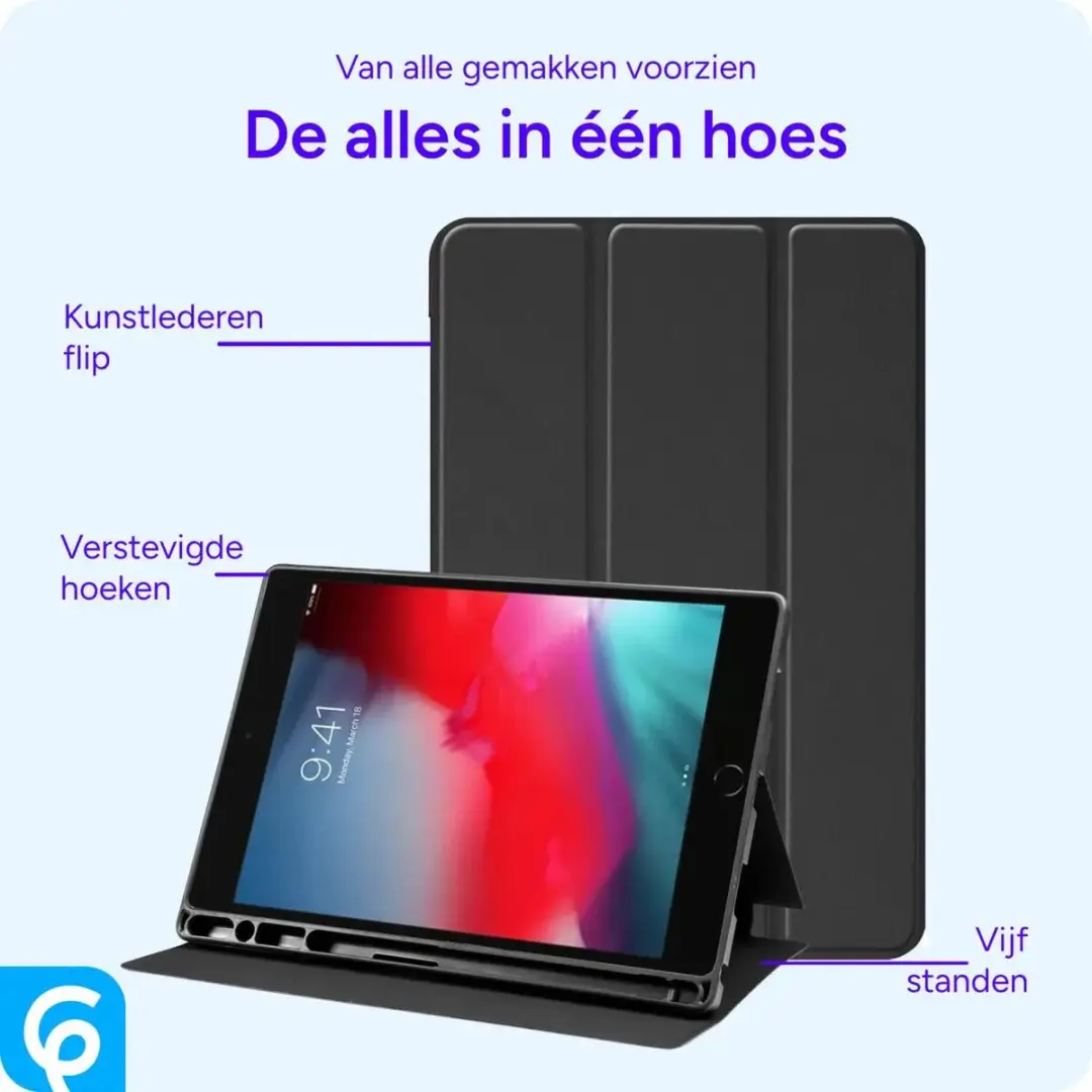 Selected Tablet Hoes Apple iPad Mini 1-5 - Luxe Tri-Fold Book Case - Zwart