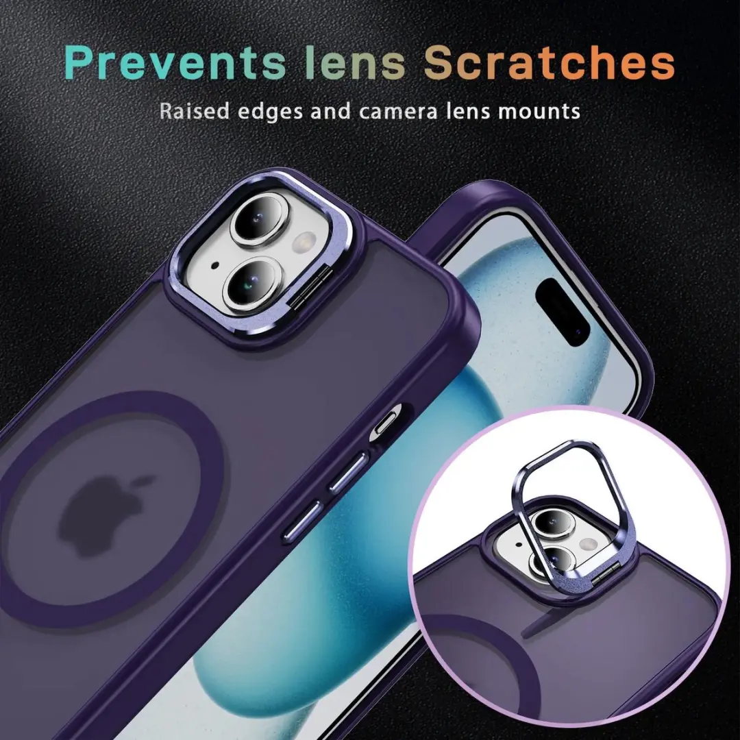 Selected Hoesje iPhone 15 MagSafe Paars - Camera Kickstand