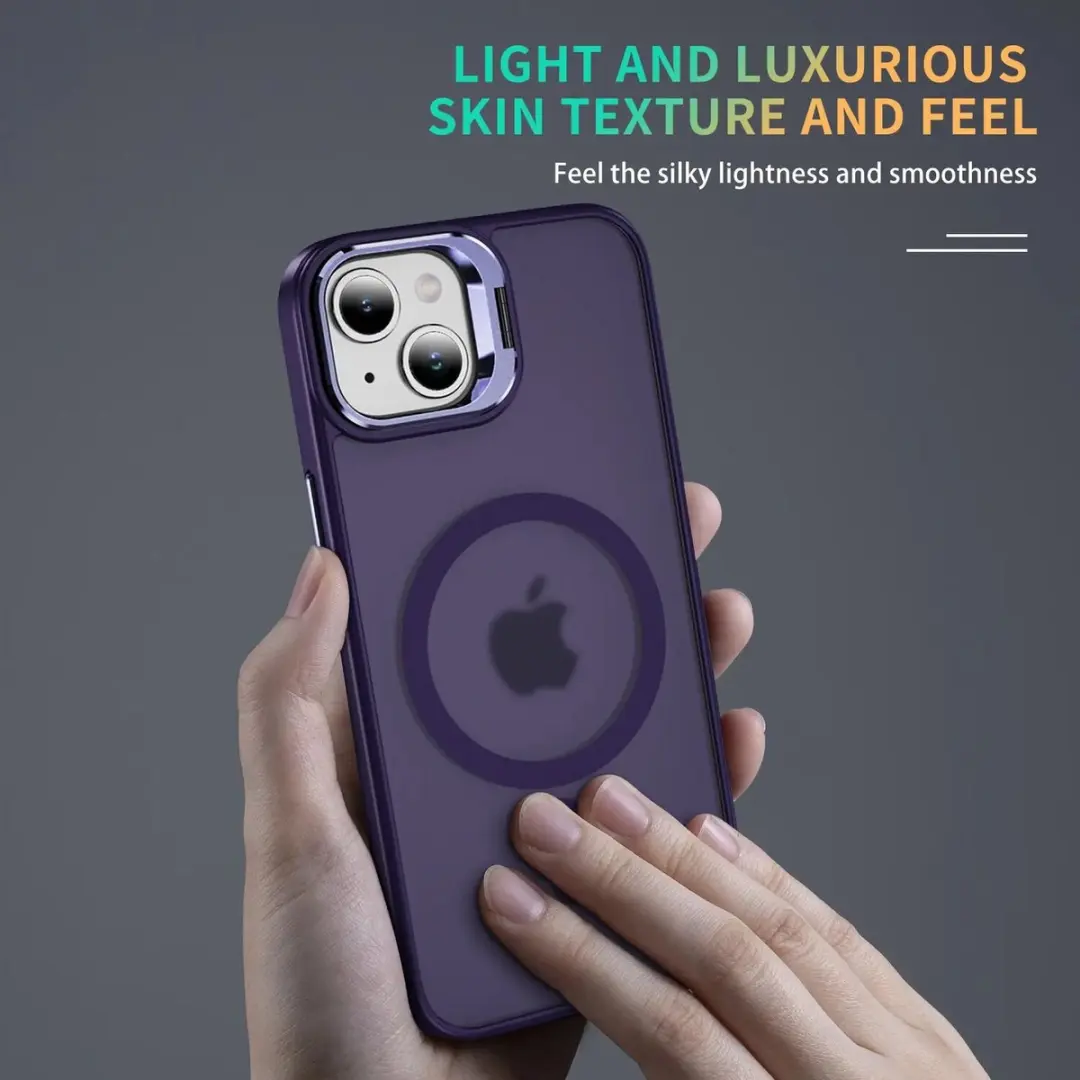 Selected Hoesje iPhone 15 MagSafe Paars - Camera Kickstand