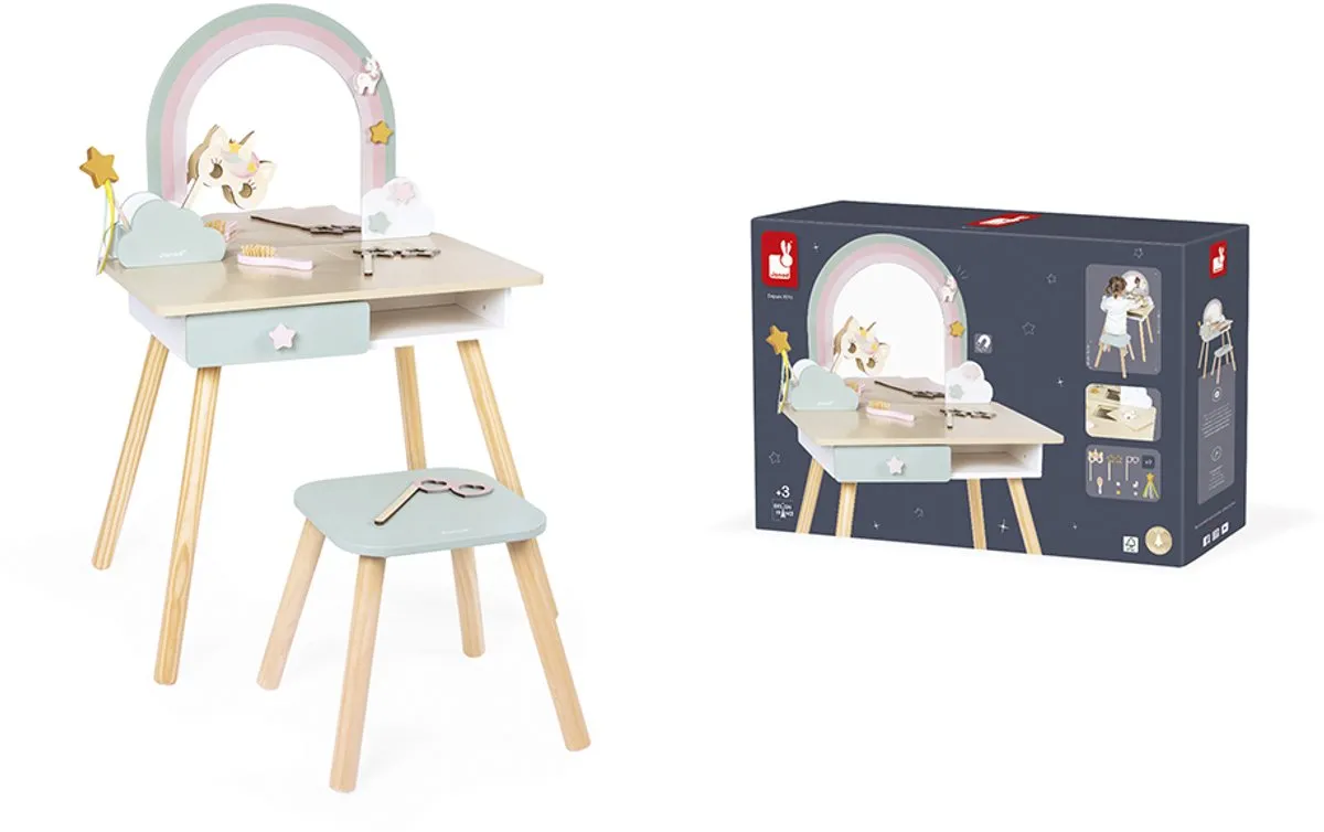 Janod Unicorn Houten Kaptafel - 10 Accessoires - Voor 3+ - afbeelding 6 van 6