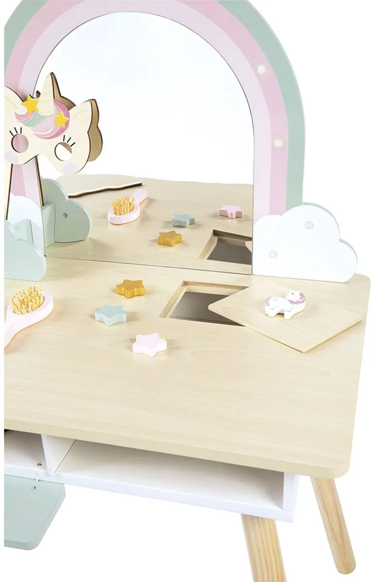 Janod Unicorn Houten Kaptafel - 10 Accessoires - Voor 3+