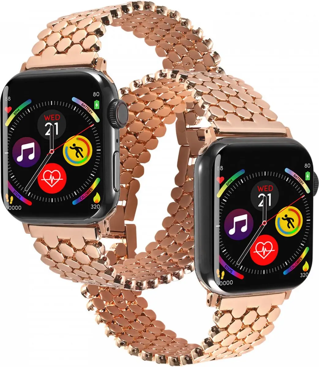 Selected Honingraat RVS Bandje Apple Watch - Roze Goud - 40/41/42mm - afbeelding 6 van 6