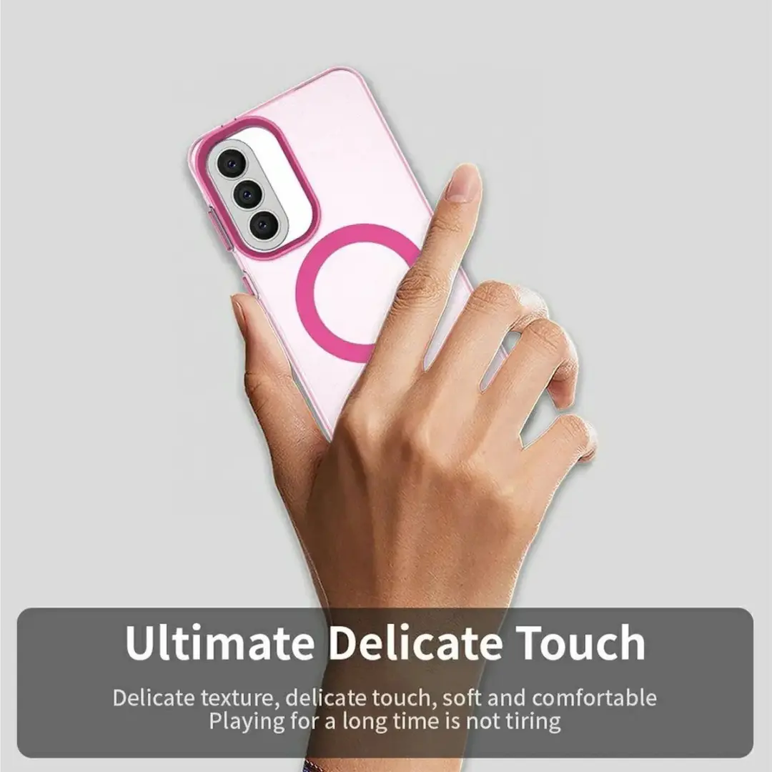 Samsung Galaxy A57 MagSafe Hoesje - Roze & Transparant