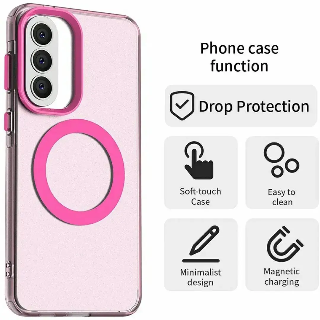 Samsung Galaxy A57 MagSafe Hoesje - Roze & Transparant - afbeelding 6 van 6