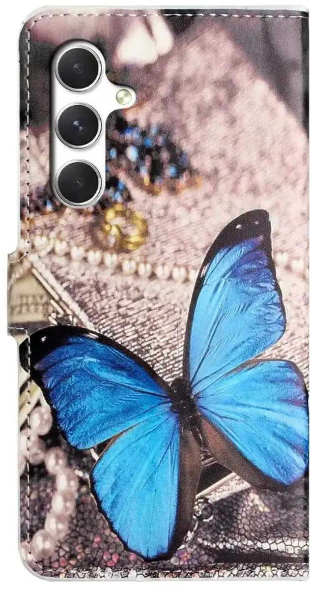 Selected Hoesje Samsung Galaxy A27 Book Case - Vlinderprint - Blauw