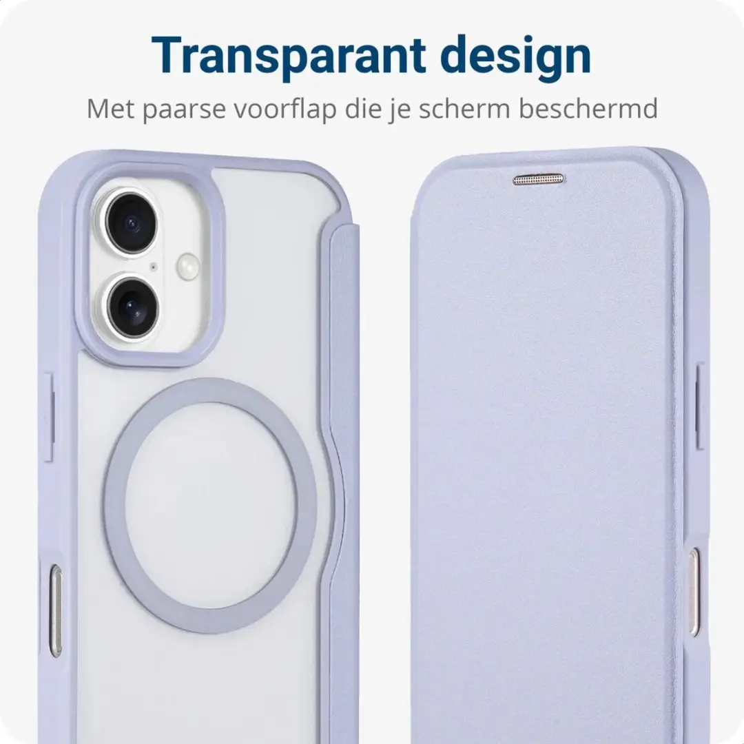 Selected Portemonnee Hoesje iPhone 16 - MagSafe - Paars/Transparant
