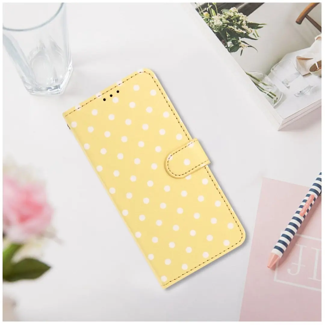 Selected Xiaomi Redmi Note 15 Pro 5G Hoesje Geel - Polka Dot Wallet