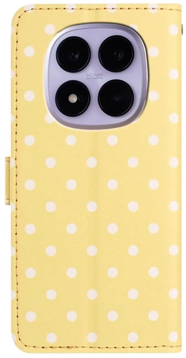 Selected Xiaomi Redmi Note 15 Pro 5G Hoesje Geel - Polka Dot Wallet