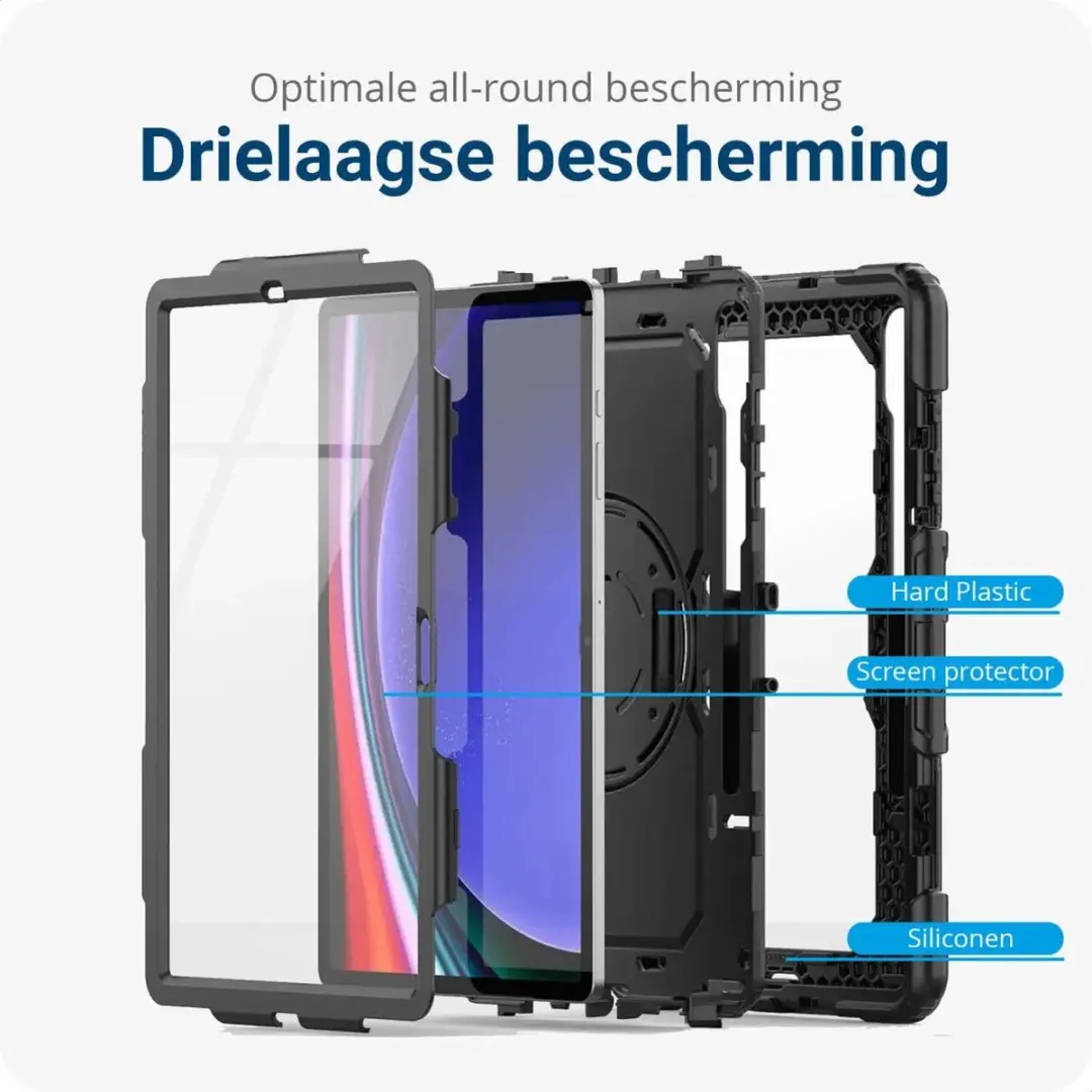 Selected Hoes Samsung Galaxy Tab S9/S10 Plus - 360° Draaibare Riem - Zwart