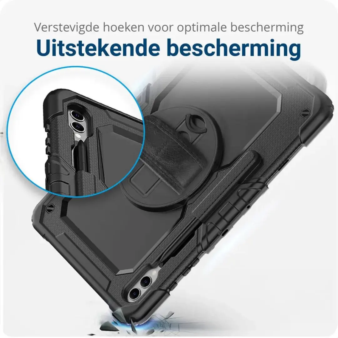 Selected Hoes Samsung Galaxy Tab S9/S10 Plus - 360° Draaibare Riem - Zwart