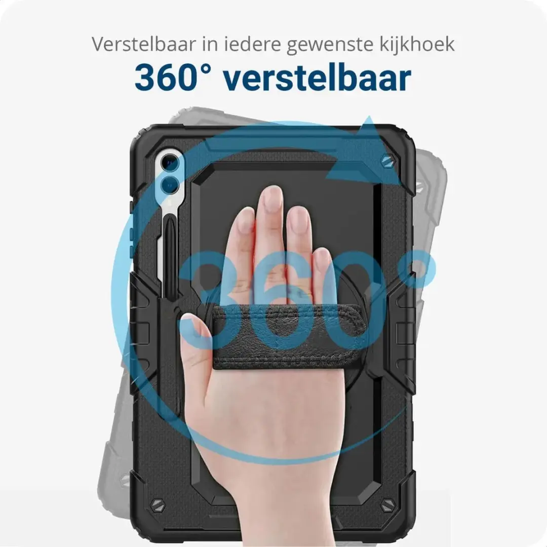 Selected Hoes Samsung Galaxy Tab S9/S10 Plus - 360° Draaibare Riem - Zwart