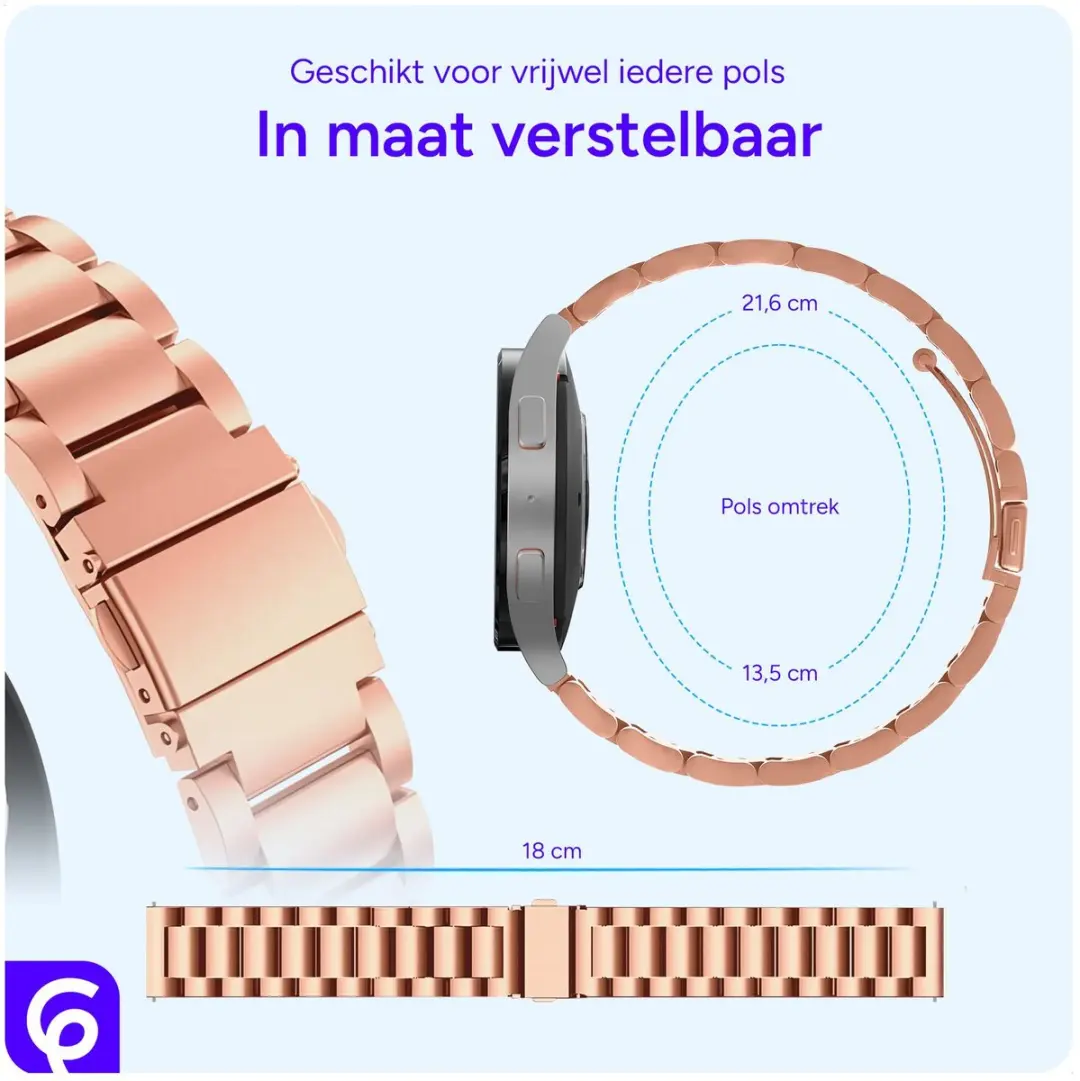 Selected SBG RVS Horlogeband 20mm - Roze Goud