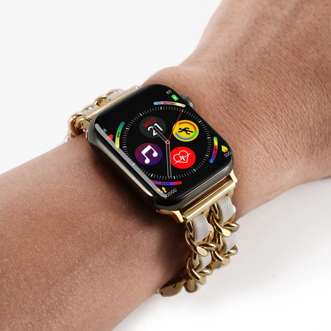 Selected Apple Watch Bandje - Goud/Wit - 42/44/45/46/49mm