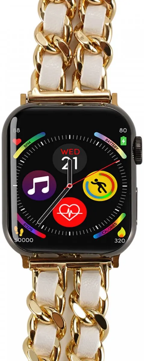 Selected Apple Watch Bandje - Goud/Wit - 42/44/45/46/49mm