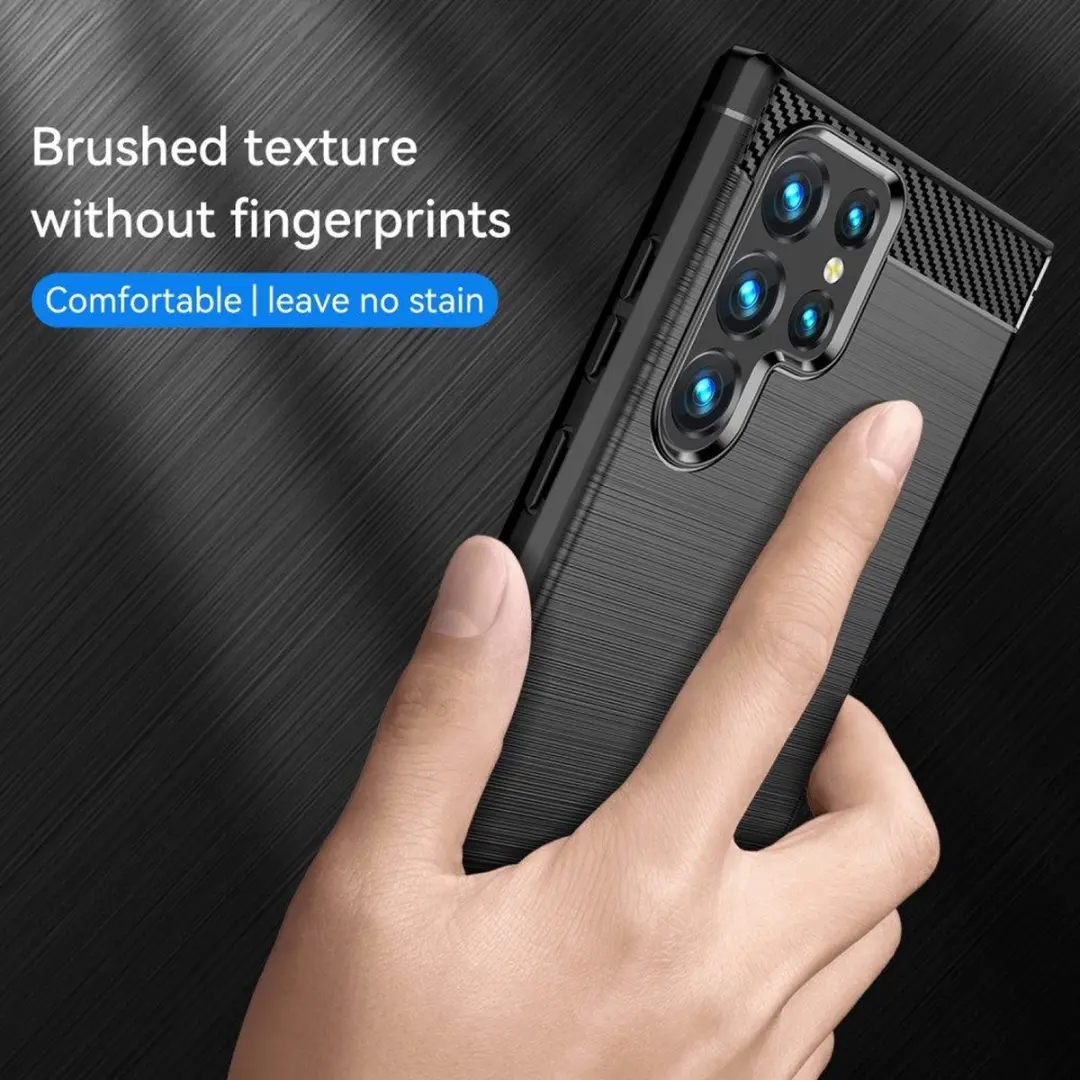 Selected Geborsteld TPU Hoesje Samsung Galaxy S23 Ultra - Zwart