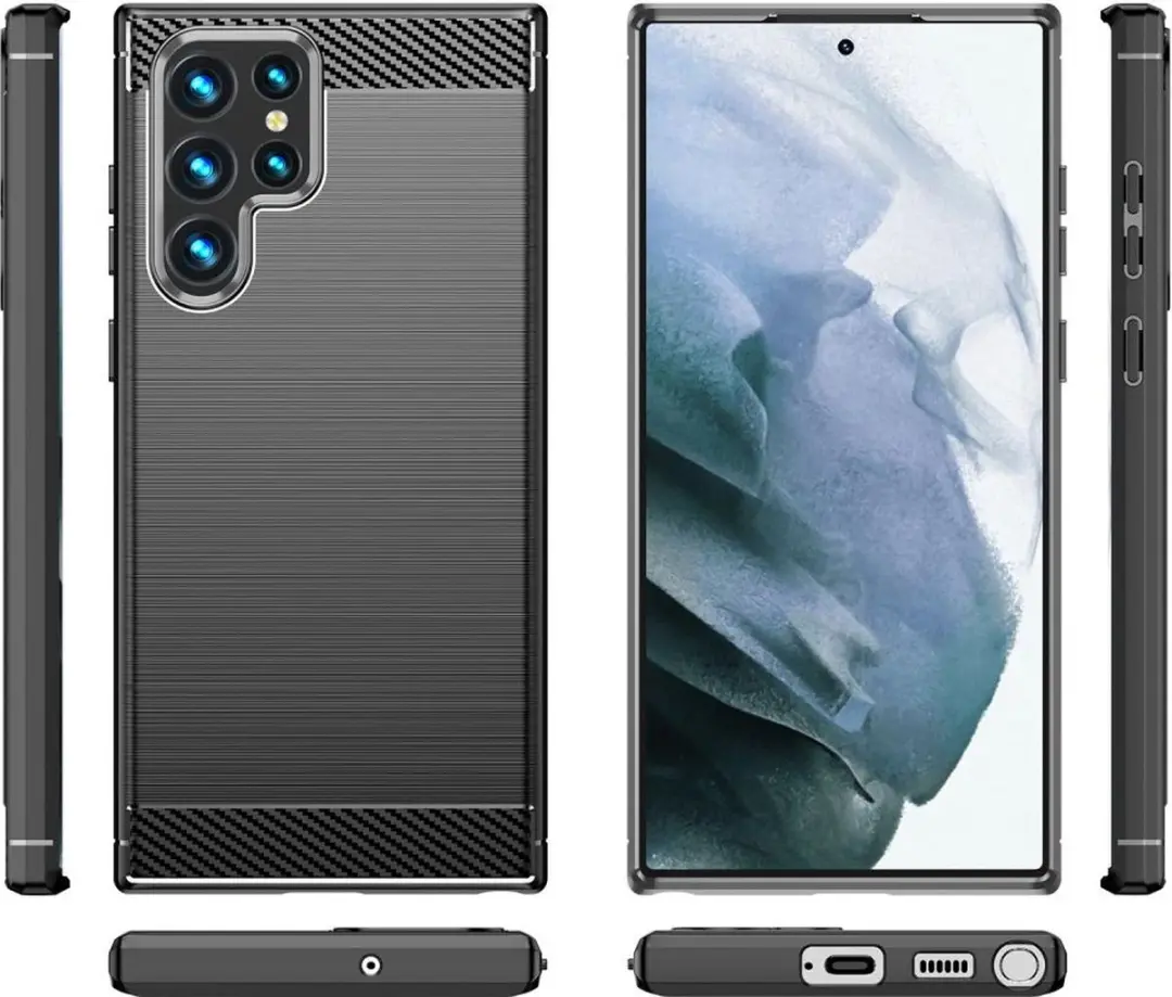Selected Geborsteld TPU Hoesje Samsung Galaxy S23 Ultra - Zwart - afbeelding 6 van 6