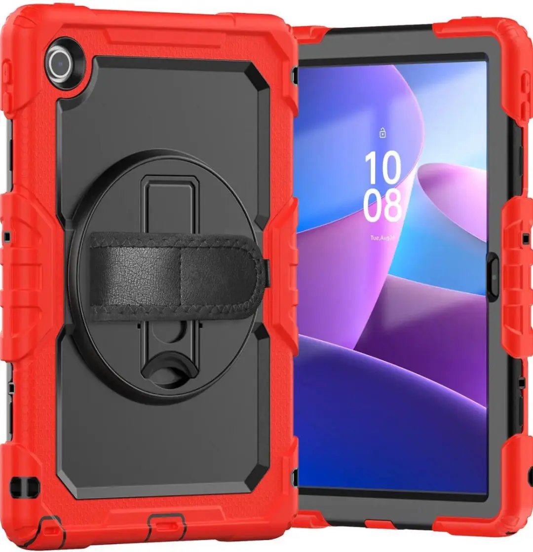 Selected Hoes Lenovo Tab M10 Gen 4 (2025) - Rood - Screenprotector & 360° Handriem