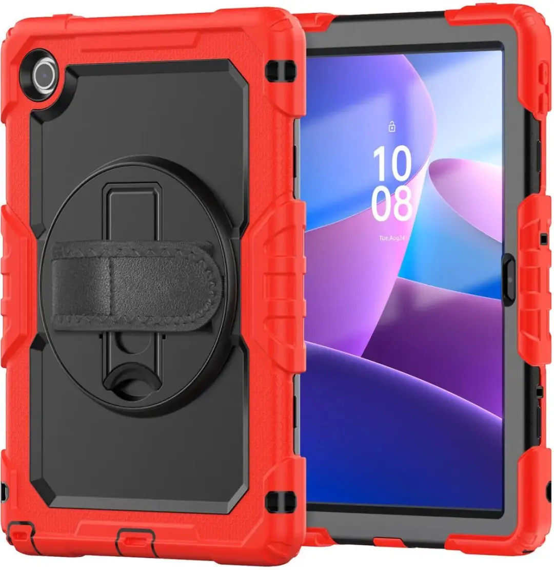 Selected Hoes Lenovo Tab M10 Gen 4 (2025) - Rood - Screenprotector & 360° Handriem
