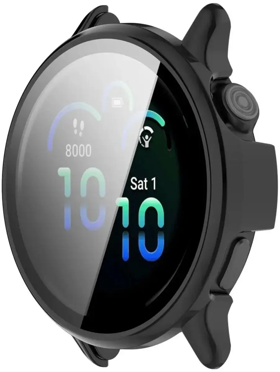 Selected Hoesje Garmin Vivoactive 6 - Ingebouwde Tempered Glass - Zwart