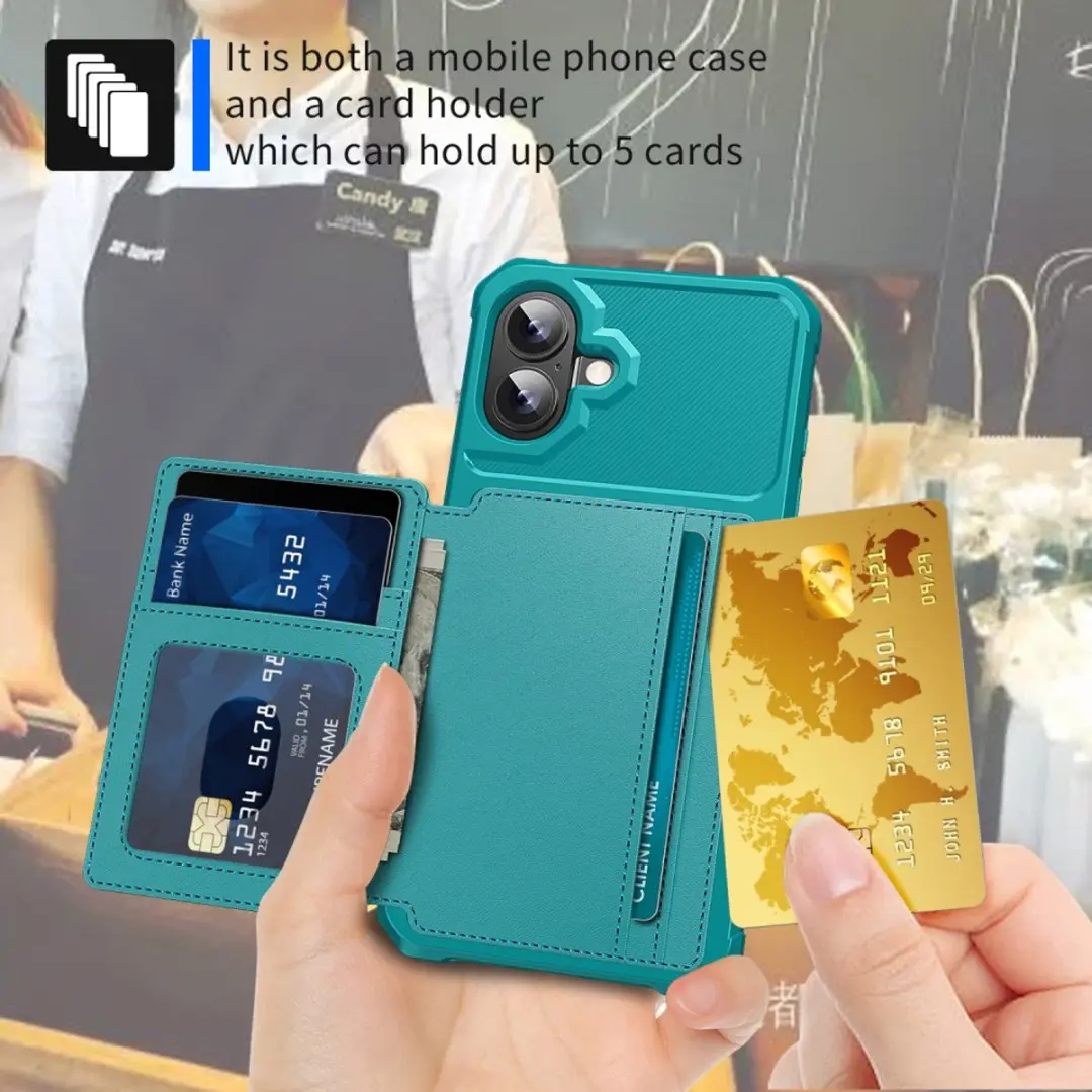 Selected Portemonnee Hoesje iPhone 16 Plus - Groen - 4 Pasjes