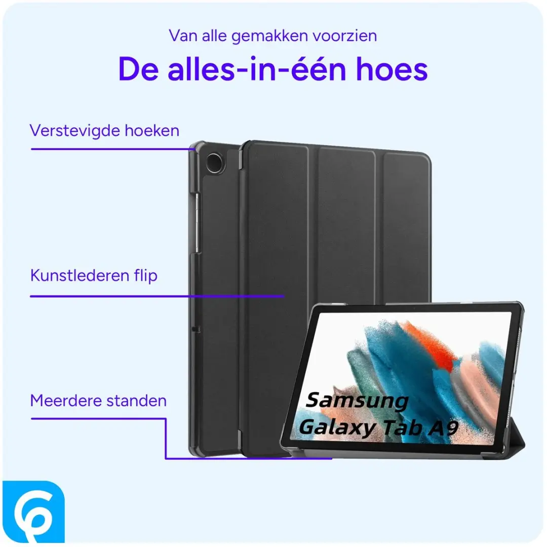 Samsung Galaxy Tab A8 2021 Tablethoes - Tri-Fold Kunstleder - Zwart