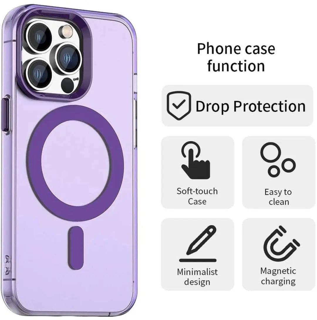 Selected MagSafe Backcover iPhone 13 Pro Max - Paars & Transparant