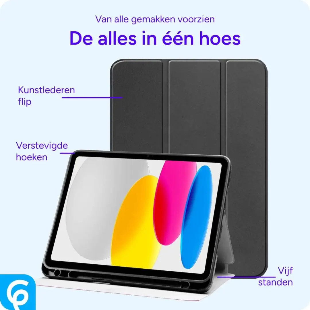 Selected Tablet Hoes Apple iPad Air 10.9 2020/2022 - Luxe Tri-Fold Book Case - Zwart