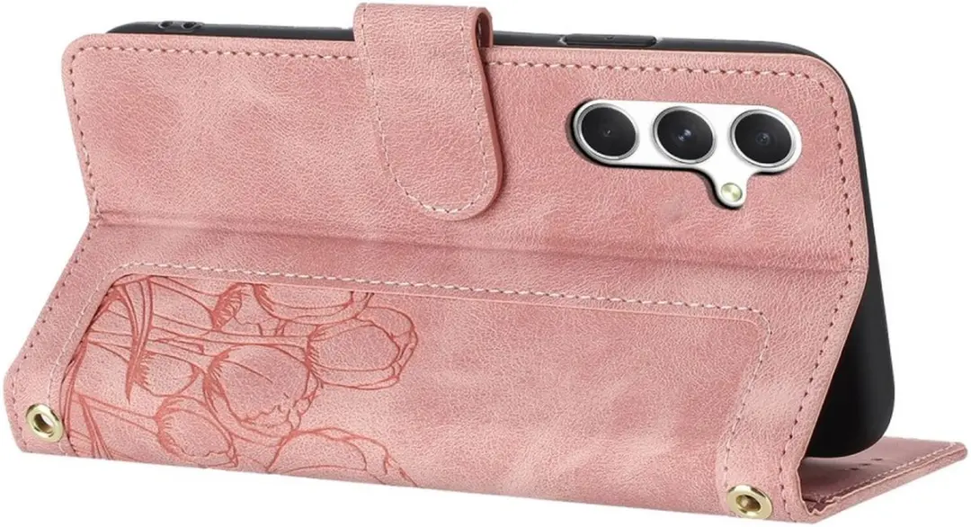 Selected Hoesje Samsung Galaxy A56 Tulpen Book Case Roze - 5 Pasjes