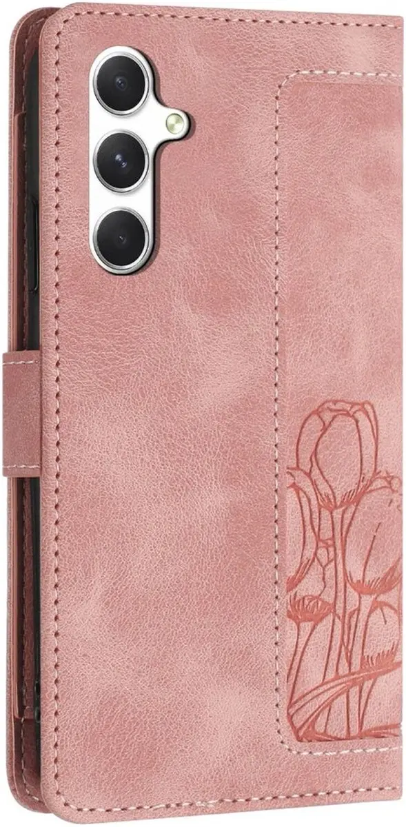 Selected Hoesje Samsung Galaxy A56 Tulpen Book Case Roze - 5 Pasjes