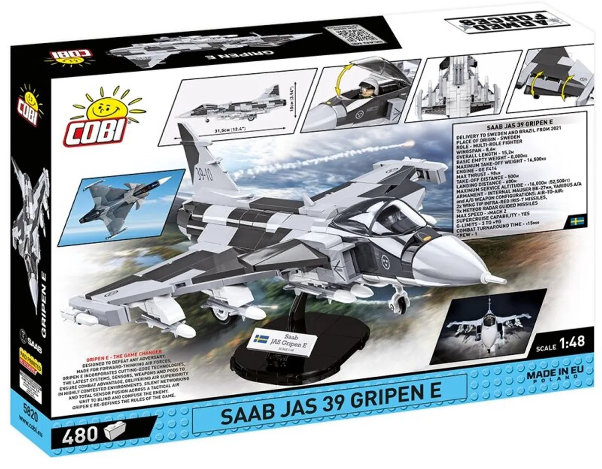 Cobi 5820 Saab JAS 39 Gripen E Bouwdoos - 480 Onderdelen - Grijs