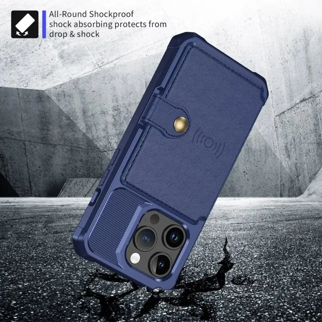 Selected Portemonnee Hoesje iPhone 15 Pro Max - 4 Pasjes - Donkerblauw