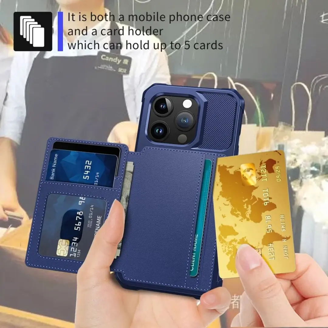Selected Portemonnee Hoesje iPhone 15 Pro Max - 4 Pasjes - Donkerblauw