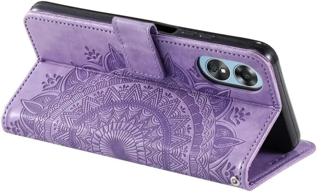 Selected Hoesje Oppo A5 (2025) Mandala - Paars - 3 Pasjes