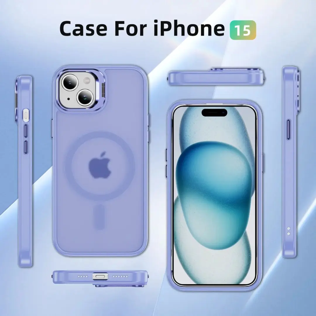 Selected Hoesje iPhone 15 MagSafe Licht Paars - Camera Kickstand