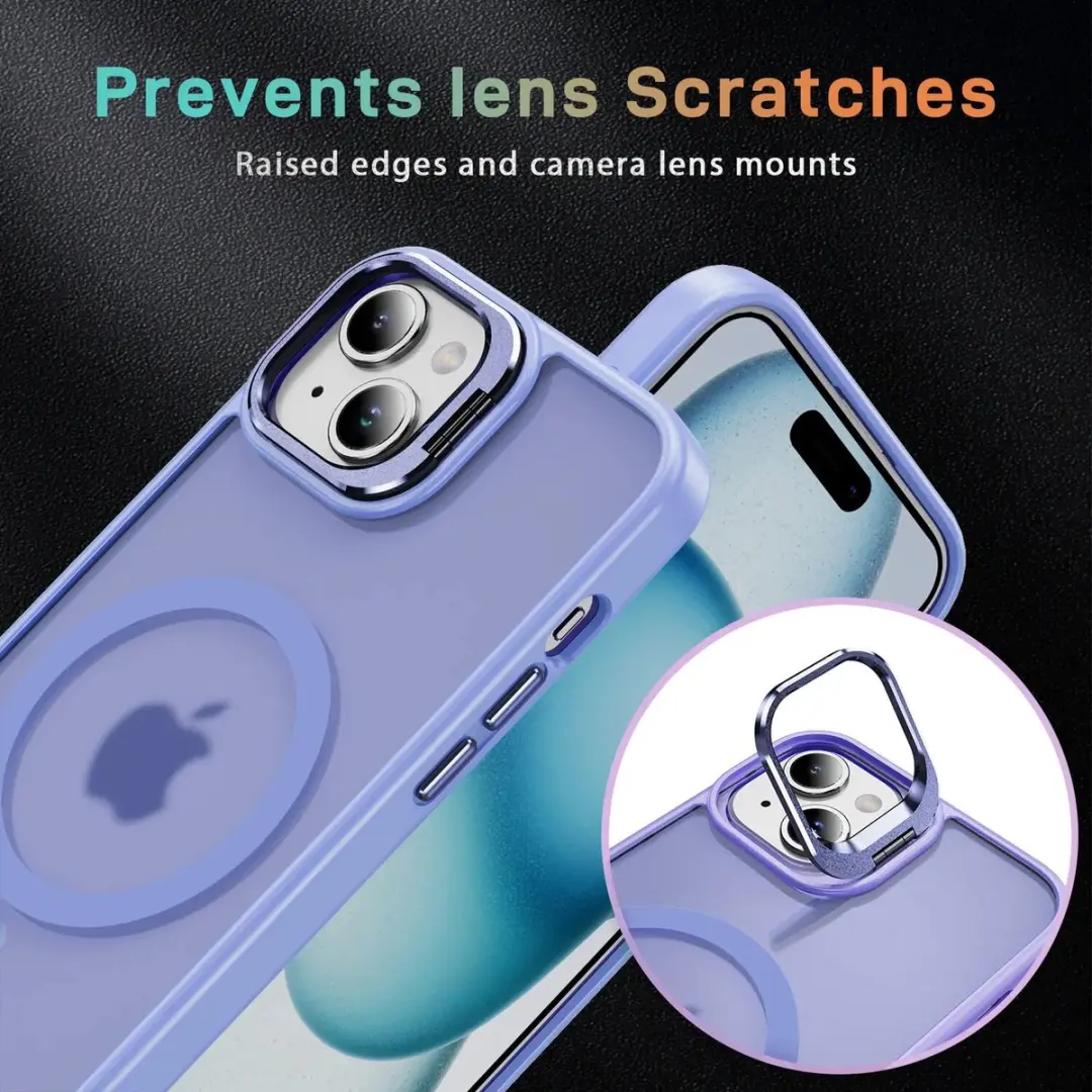 Selected Hoesje iPhone 15 MagSafe Licht Paars - Camera Kickstand
