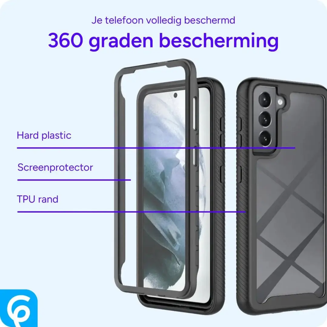 Selected Hoesje Samsung Galaxy S21 FE - Full Protect - Zwart/Transparant