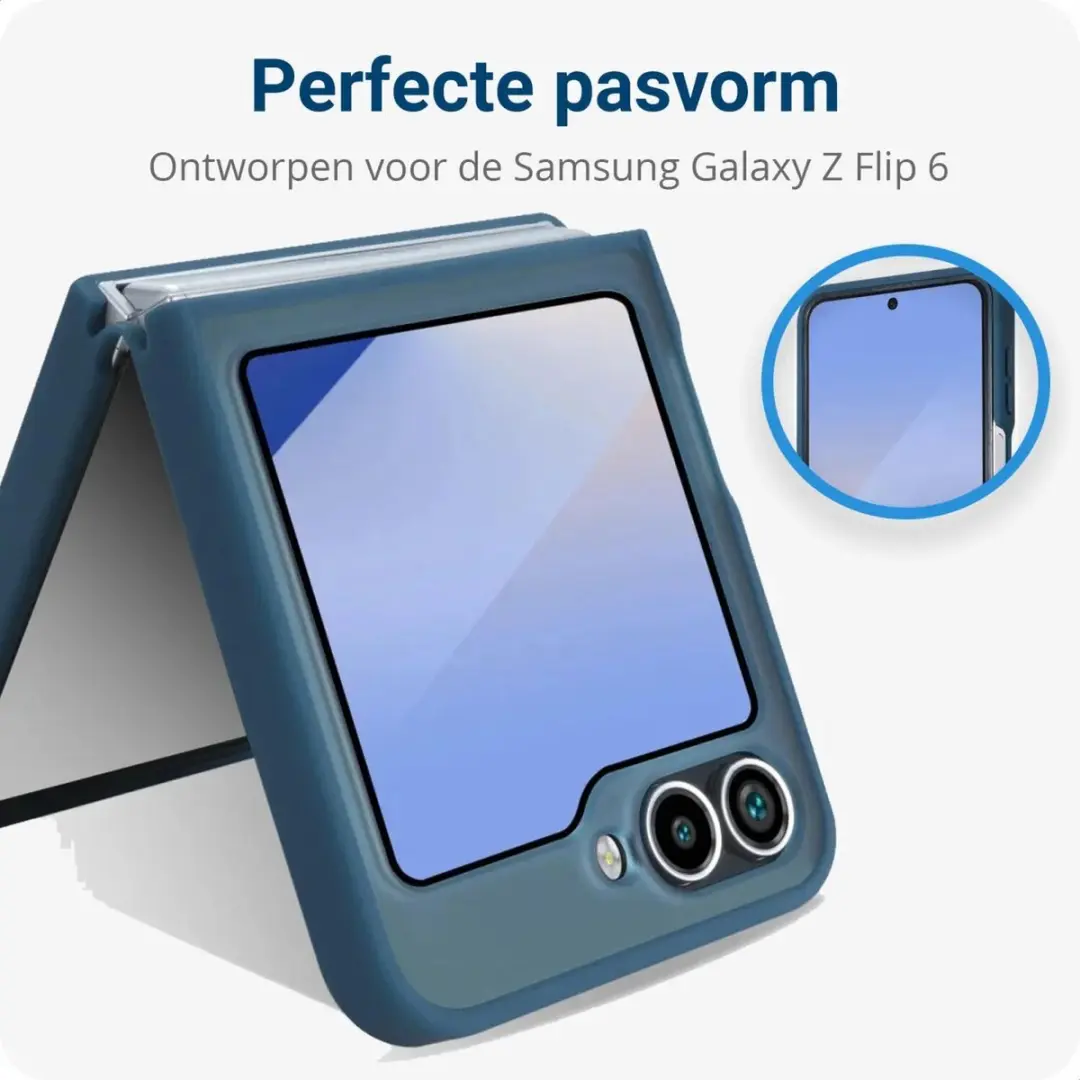 Selected Hoesje Samsung Galaxy Z Flip 6/7 FE - Blauw Matte Back Cover