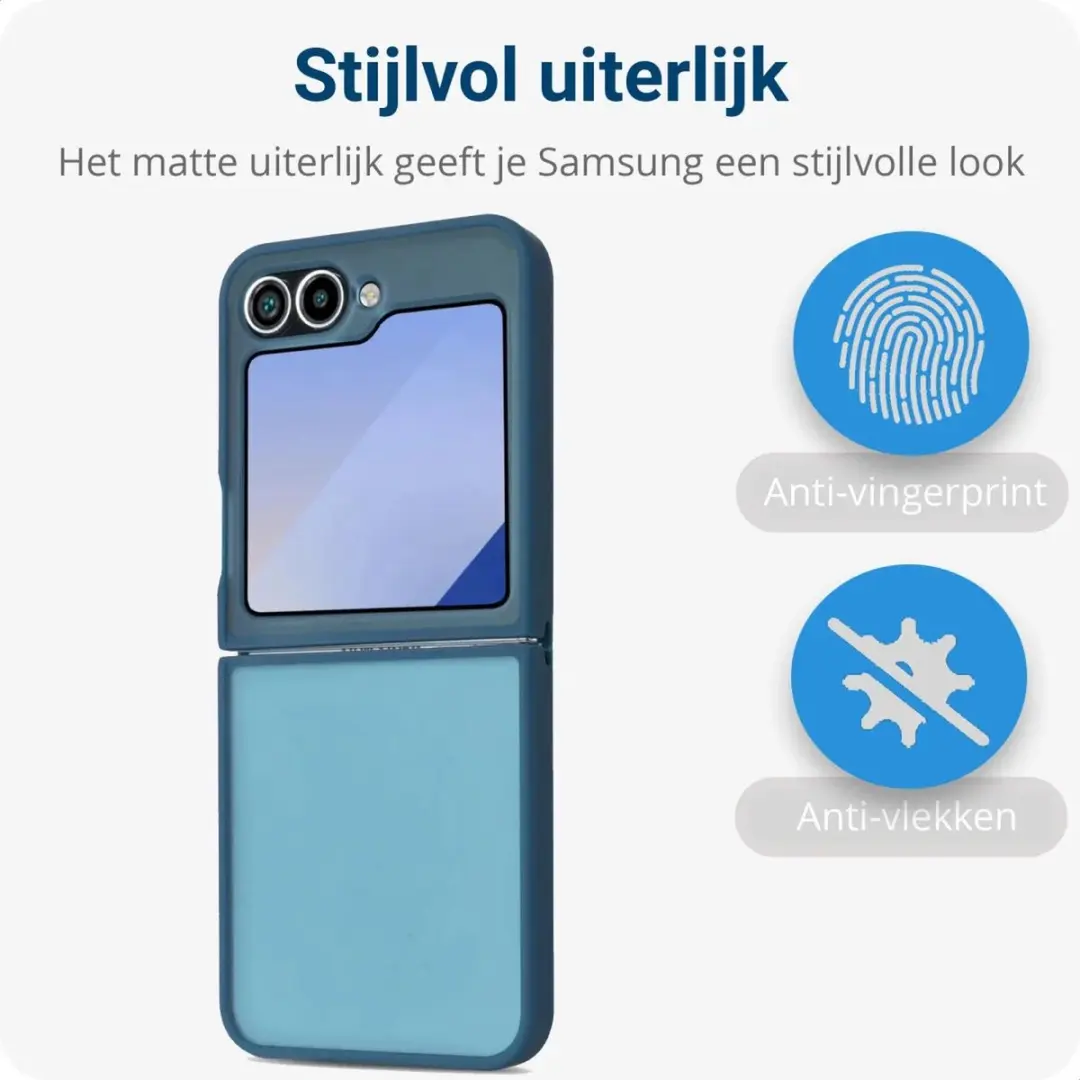 Selected Hoesje Samsung Galaxy Z Flip 6/7 FE - Blauw Matte Back Cover