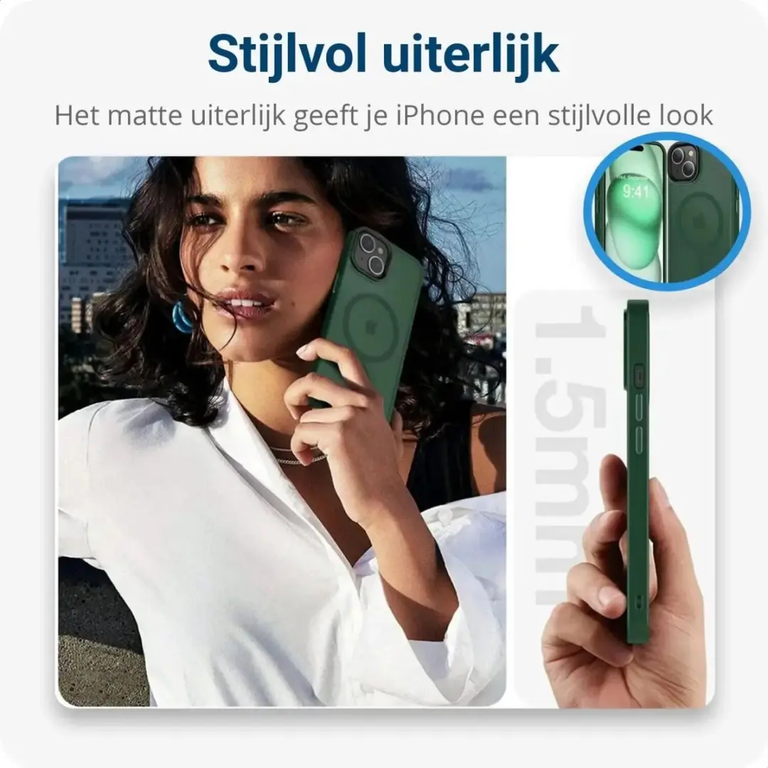 Selected by GSMpunt Apple iPhone 15 Plus Hoesje - Donkergroen - MagSafe