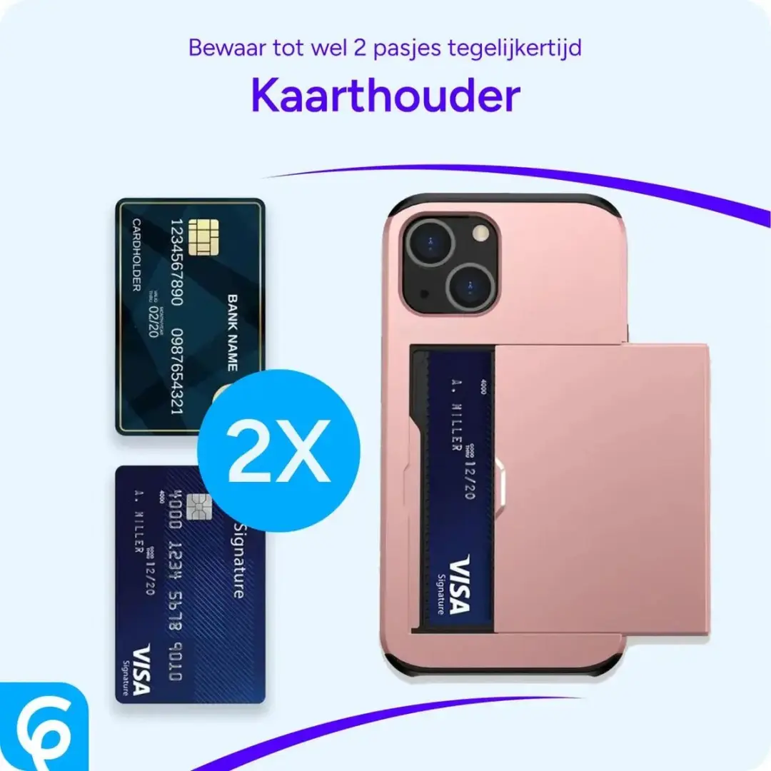 Selected Hoesje met Kaarthouder Slider iPhone 14 - Roze Goud