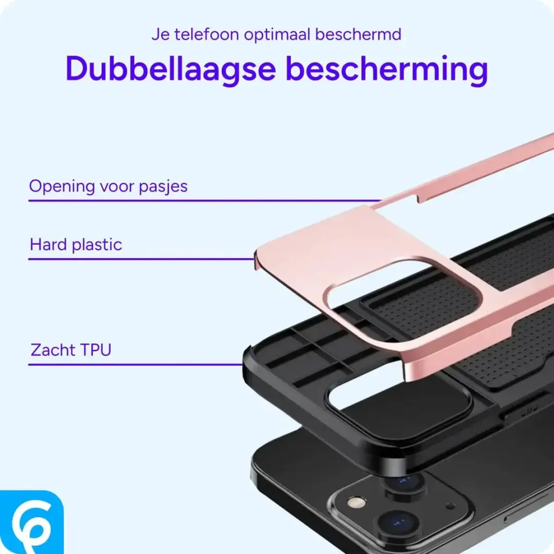 Selected Hoesje met Kaarthouder Slider iPhone 14 - Roze Goud - afbeelding 6 van 6