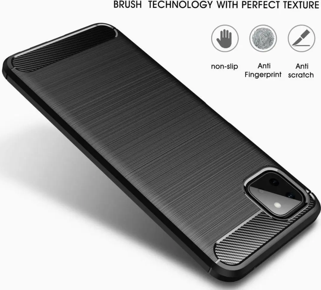 Selected Geborsteld TPU Hoesje Samsung Galaxy A22 5G - Zwart - afbeelding 6 van 6