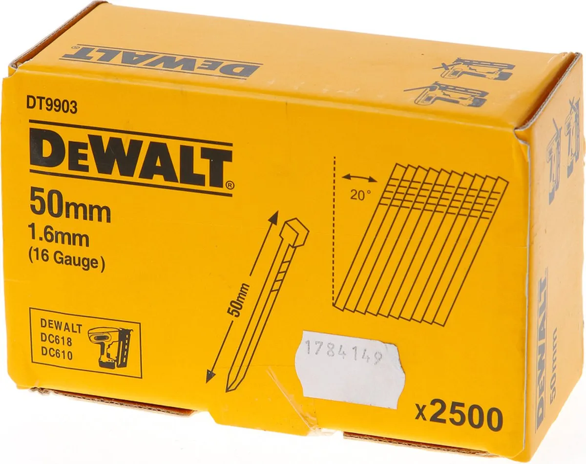 DeWalt DNBA1650GZ Spijkers 1.6x50mm Gegalvaniseerd - 2500 Stuks