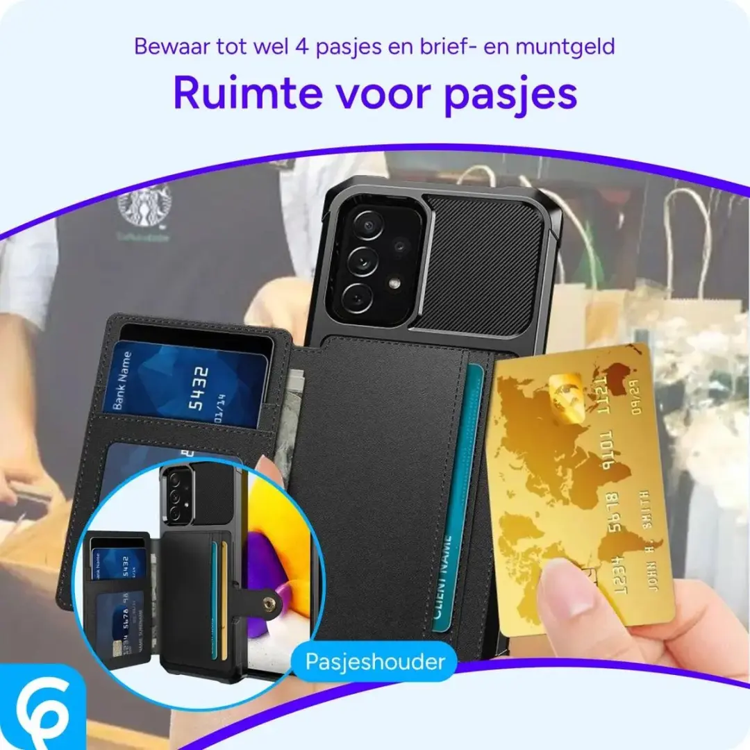 Selected Portemonnee Hoesje Samsung Galaxy A52 - 4 Pasjes Zwart - afbeelding 6 van 6
