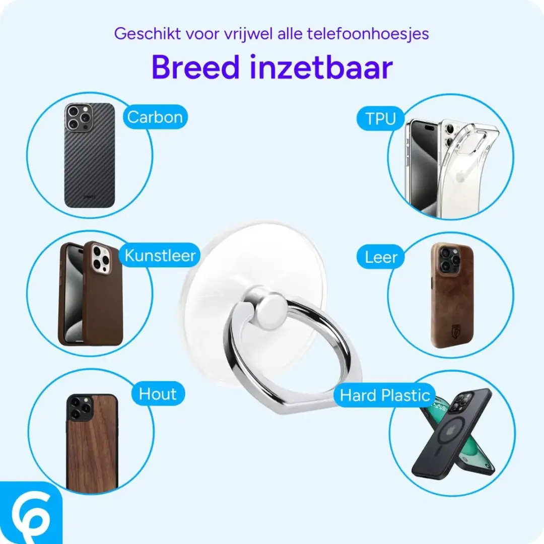 Selected Ringhouder Telefoonhouder Zilver - 360° Draaibaar