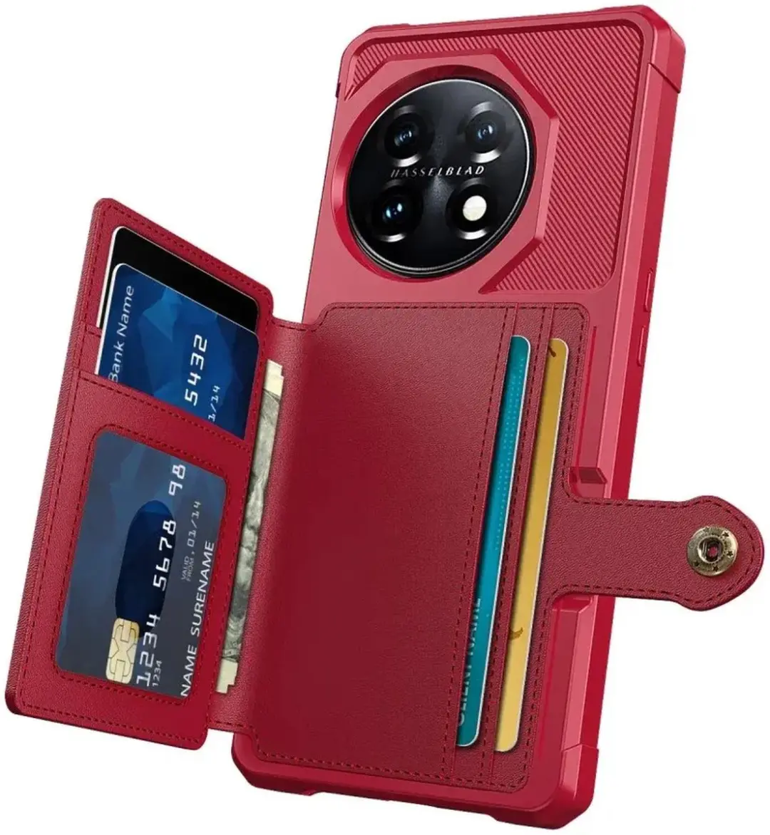 Selected Portemonnee Hoes OnePlus 11 - 4 Pasjes Rood