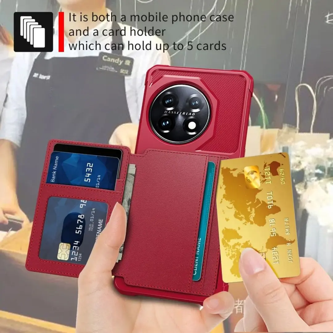 Selected Portemonnee Hoes OnePlus 11 - 4 Pasjes Rood - afbeelding 6 van 6